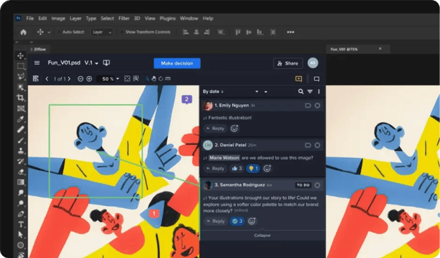 Adobe Creative Cloud integration with Ziflow in app plugin