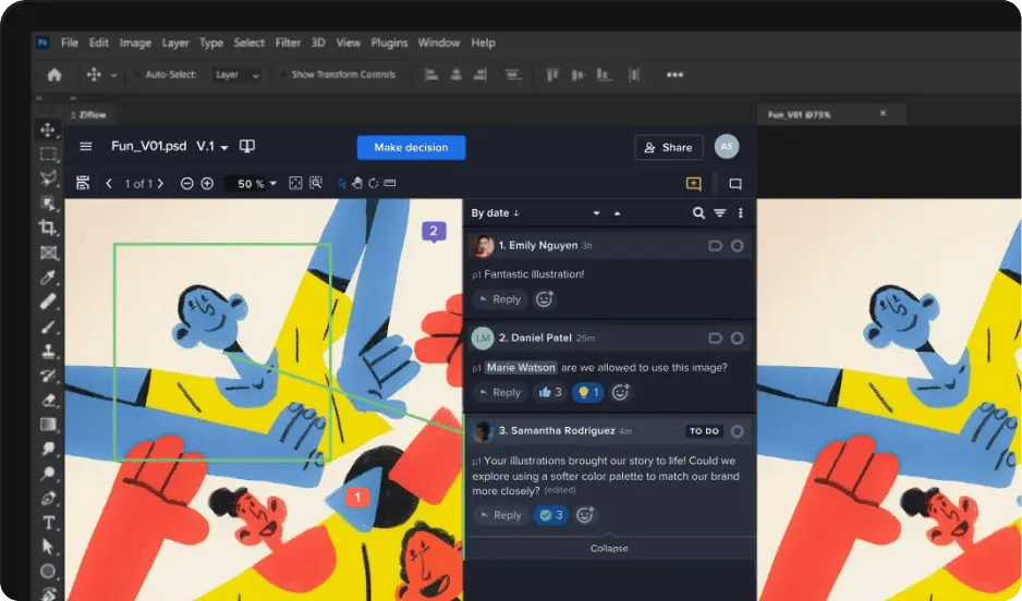 Adobe Creative Cloud integration with Ziflow in app plugin