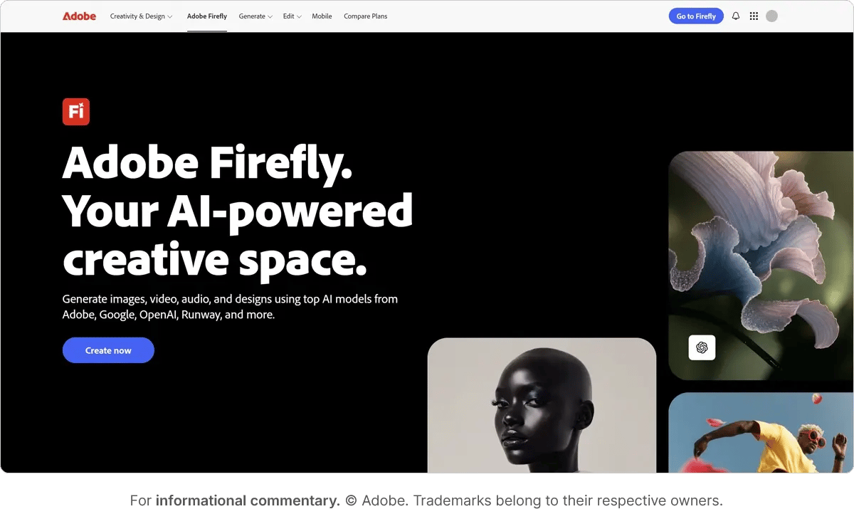 Adobe Firefly - your AI-powered creative space landing page