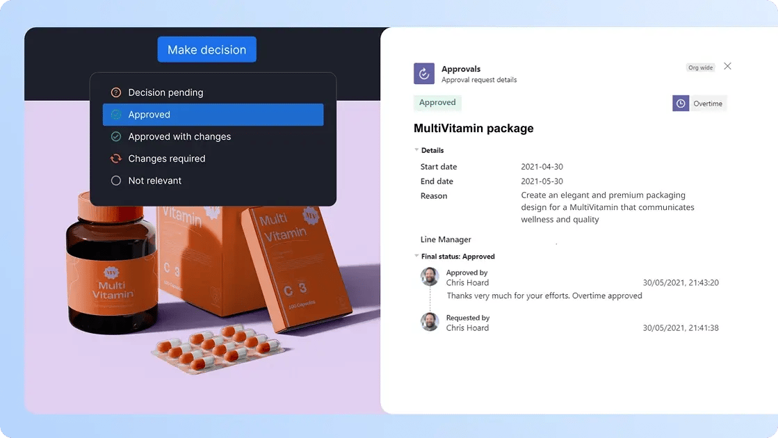 Celebrate approvals in real-time - Proof review decision reflected in Microsoft Teams-1