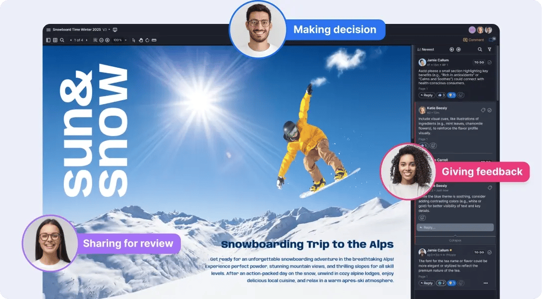 Consistent brand representation - Ziflows annotation tools with travel images content