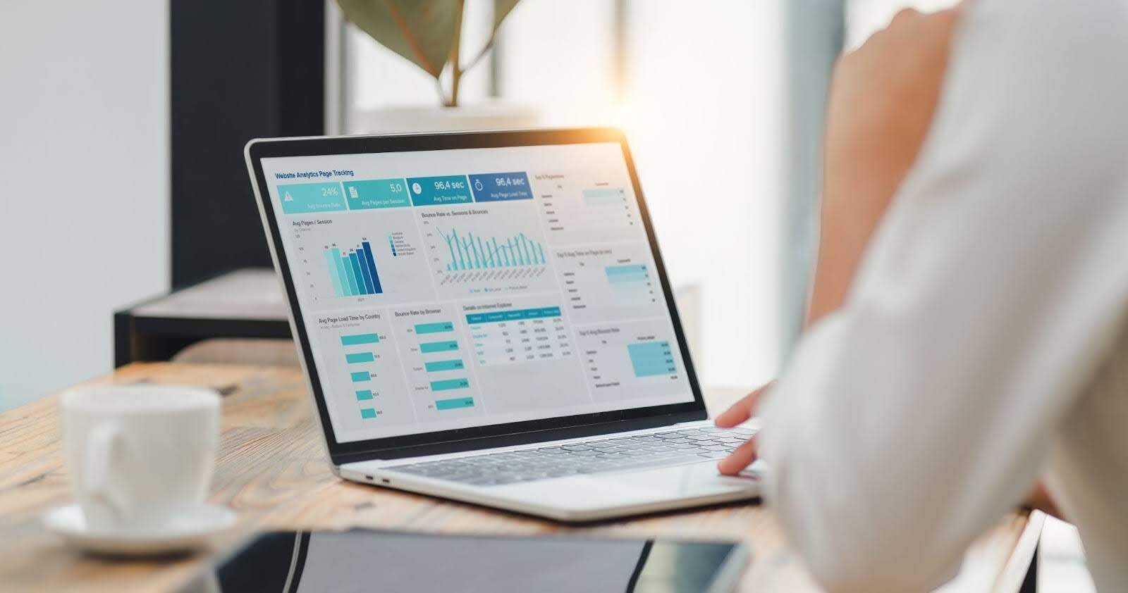 Expert of finances studying financial reports of a company