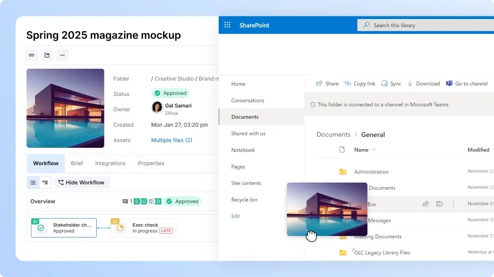 Export completed files ?to specified folders - Spring magazine mockup proof in Ziflow