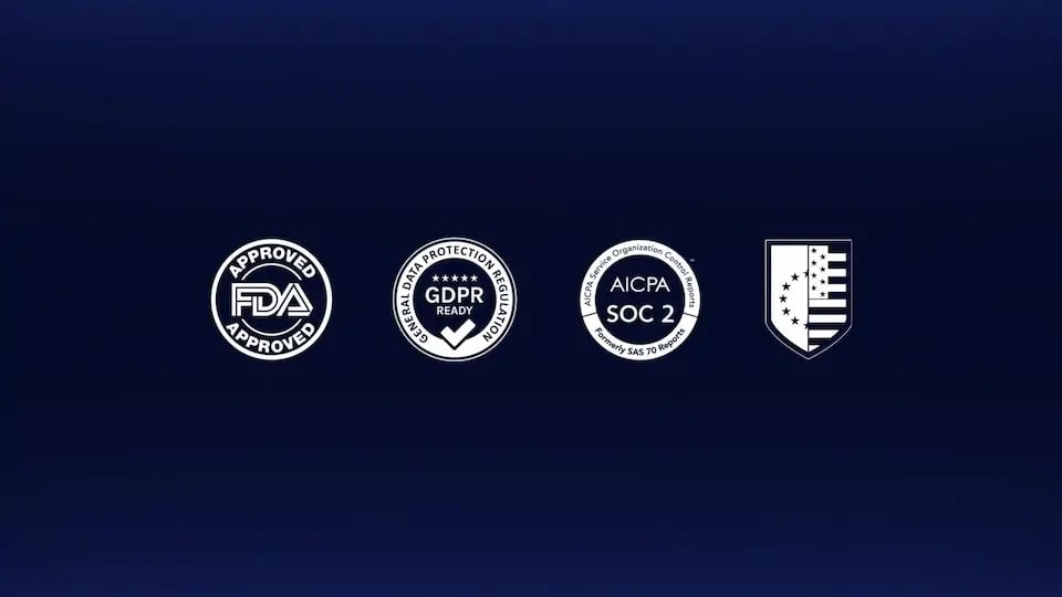 GDPR, FDA Approved, AICPA SOC 2 and US EU flags - Guard data access with Ziflow