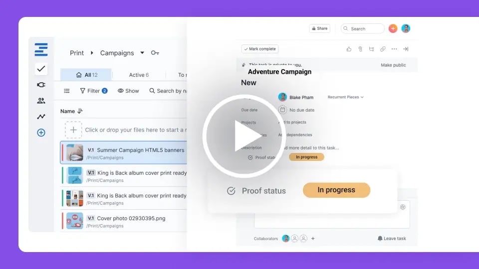 How activity in Ziflow updates an item in Asana-1