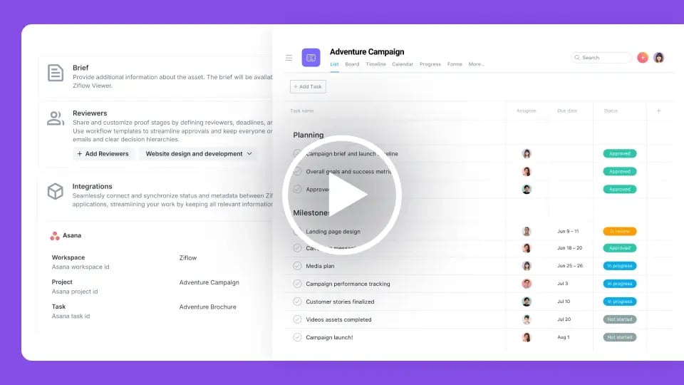 How to create a proof in Ziflow and connect it to Asana