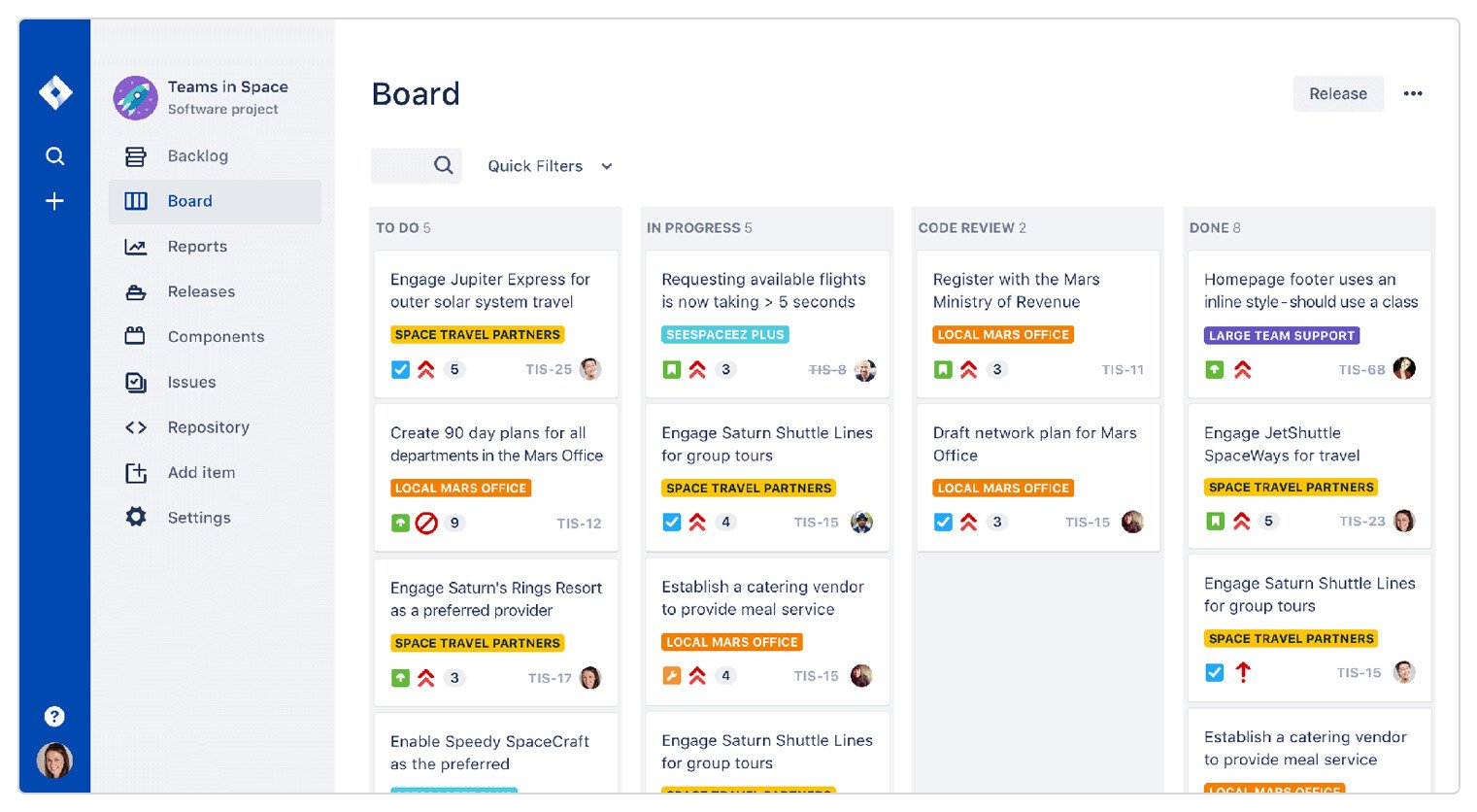 Jira Kanban Board user interface dashboard