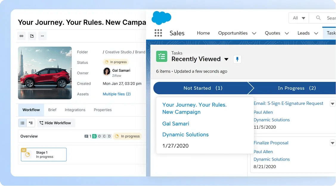 Link reviews to tasks easily with Ziflow and Salesforce integration