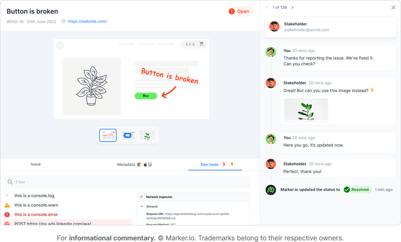 Marker.io for capturing on screen issues instantly