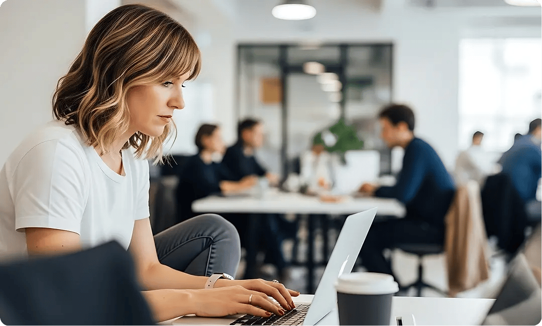 Marketing manager working on a creative assets review workflow