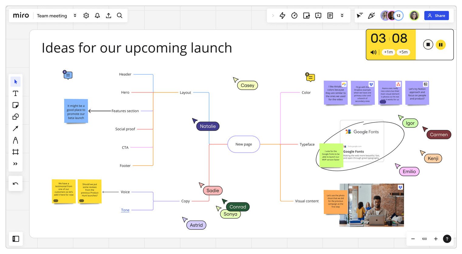 Miro Ideas for our upcoming launch