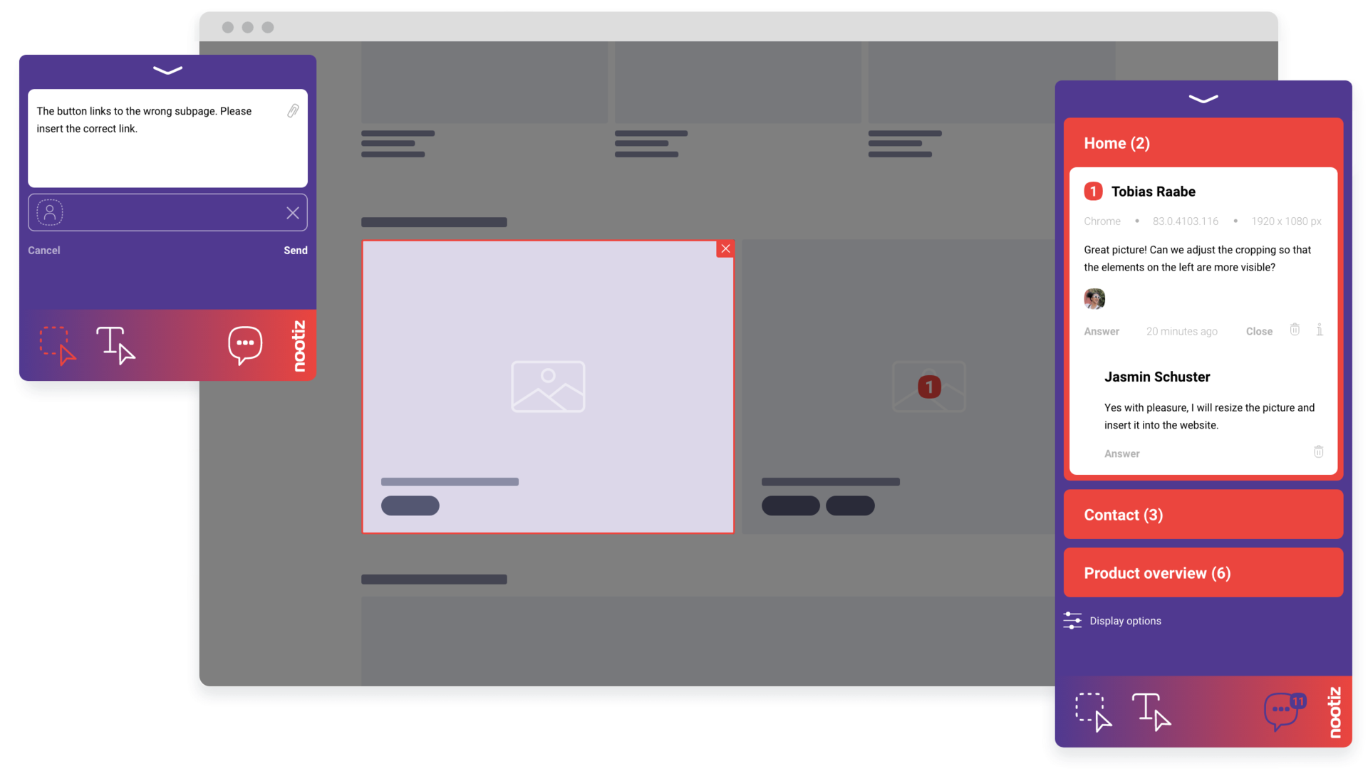 Nootiz platform for basic annotation needs popups and features