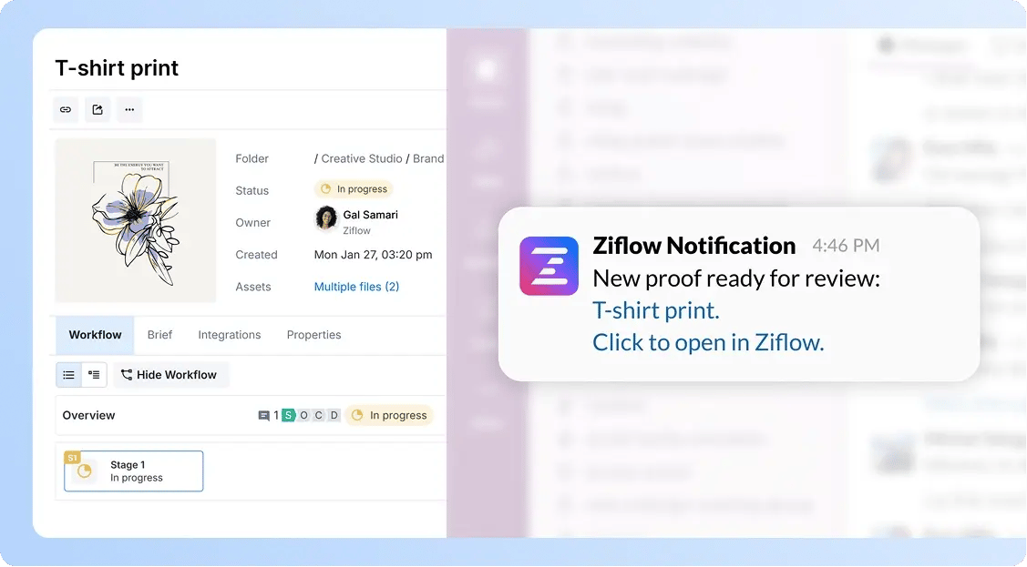 Notify your team about new proofs - Ziflow notification in Slack-1
