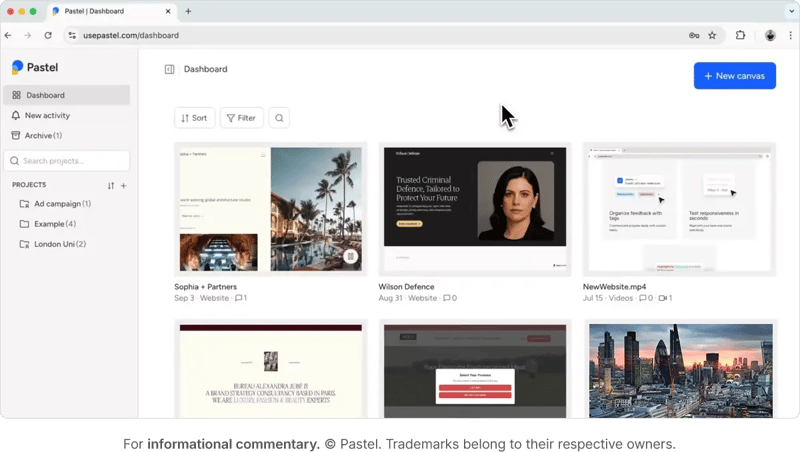 Pastel feedback and commenting tool for live webpages