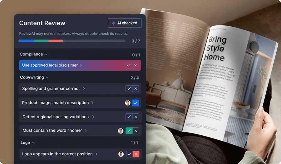 ReviewAI checklist feature of Ziflow for Print purposes