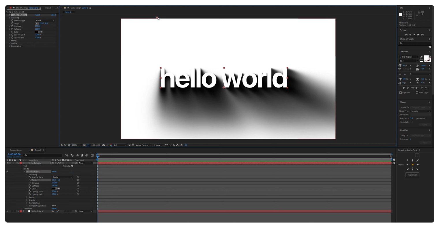 Shadow Studio plugin for generating realistic shadow effects in After Effects