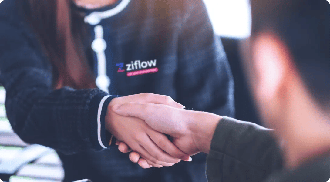 Share success and reap rewards - handshake with Ziflow business representant