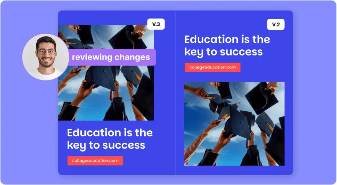 Side by side version comparison in Ziflow with comment annotation label-1