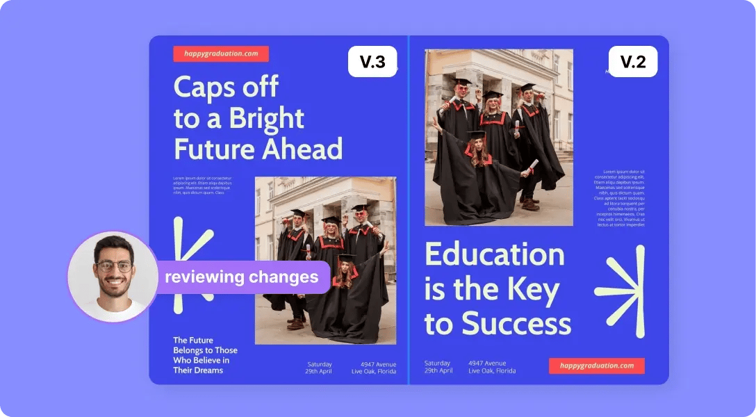Side by side version comparison in Ziflow with comment annotation label
