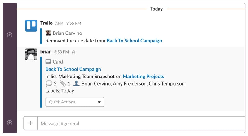 Slack Power-up integration with Trello for improved team communication
