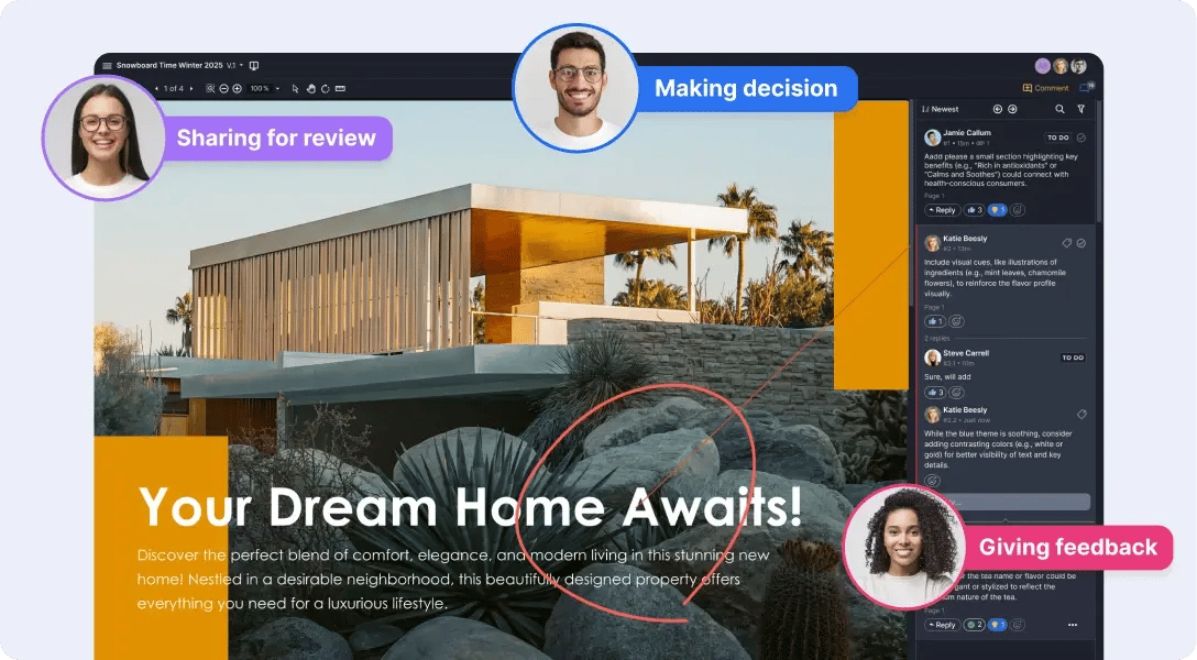 Stay aligned across team with Ziflow comments and markup features