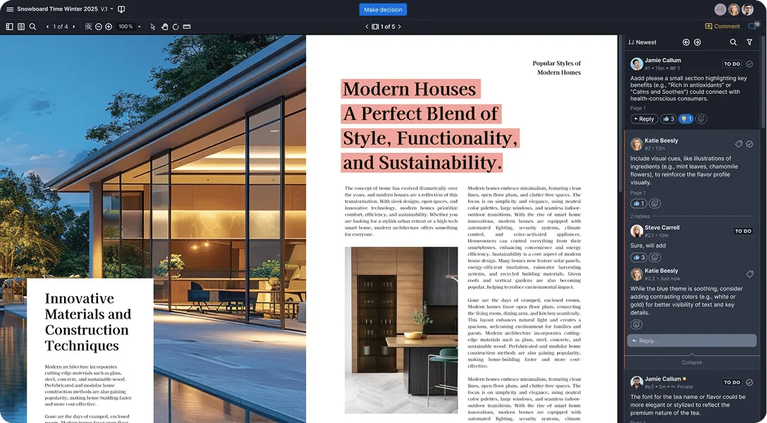 Streamline property marketing in Ziflow with markup and comments tools