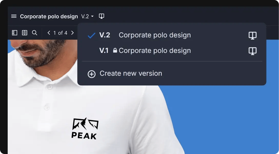 Streamlined version control with versions dropdown Ziflow-1