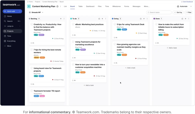 Teamwork kanban view with columns and tasks-1