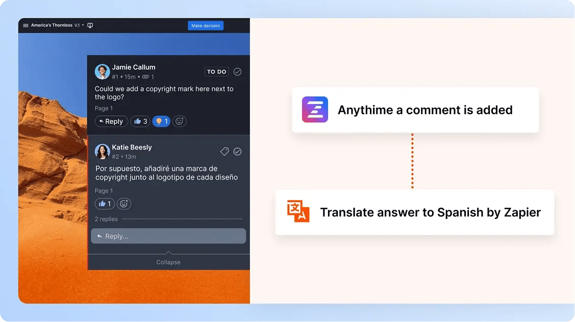 Translate feedback in real-time - Zapier automation visualized-1