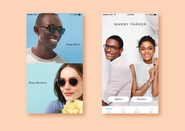 Modern clean user interfeace fashion store mobile app example