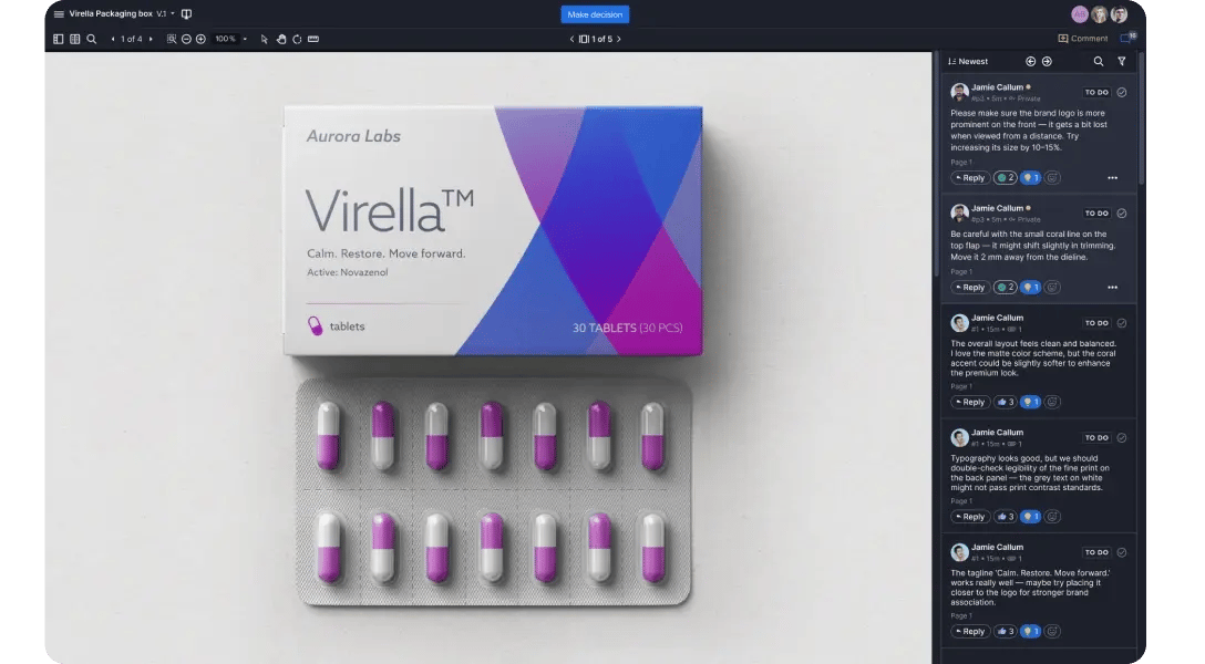 Vitamins ADK bottle photo being reviewed and commented in a Ziflow proof viewer-1-1