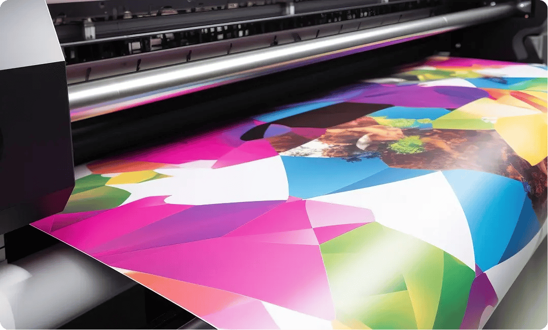 Benson large-format printer producing colorful graphics