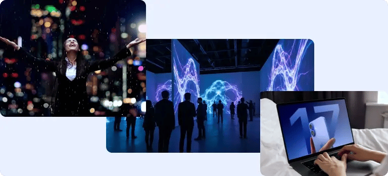 Collage of immersive digital brand experiences, live events, and creative technology