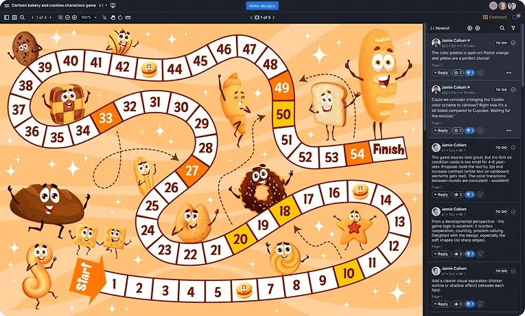 The Op Games reviewing board game artwork and feedback in Ziflow