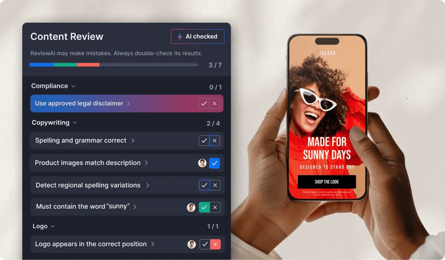 Ziflow ReviewAI checklist feature for advertising industry