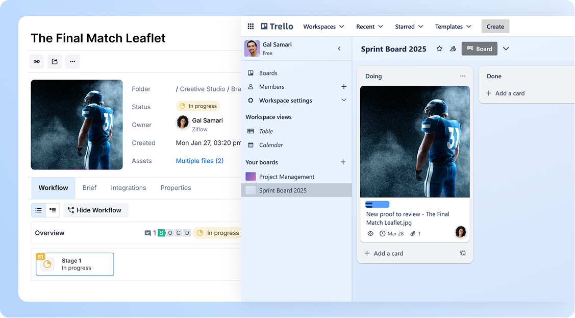 Ziflow and Trello integration - automating cards creation with details