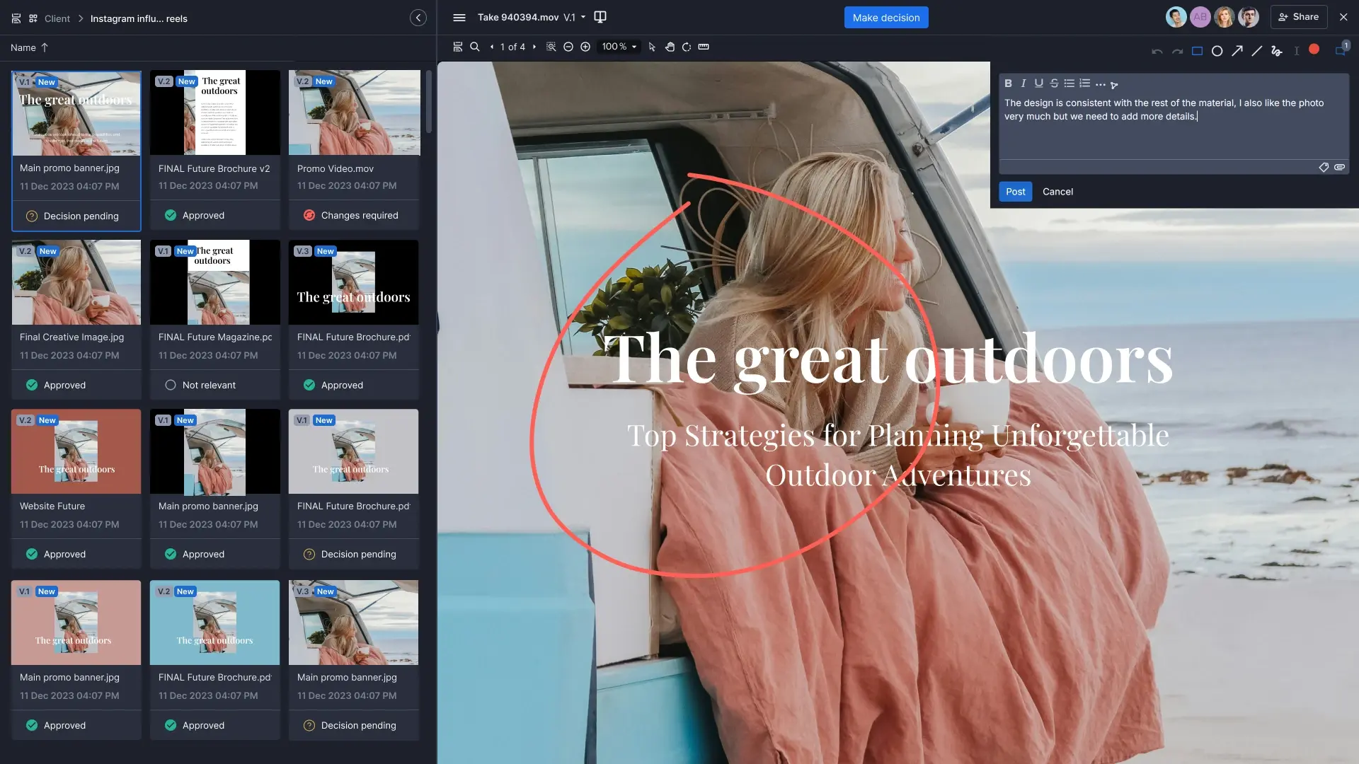 Ziflow proof viewer gallery view