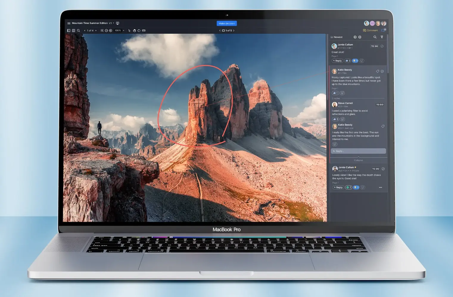 Ziflow sotware online proofing app for collaboration user interface on a laptop display