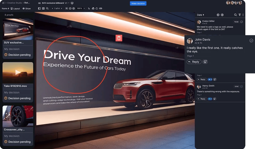 Ziflow user interface app with highlight and markup tool - Drive Your Dream automotive campaign-1