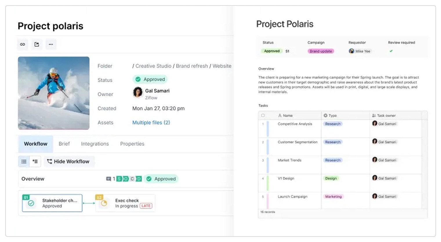 Ziflow user interface project polaris proof details