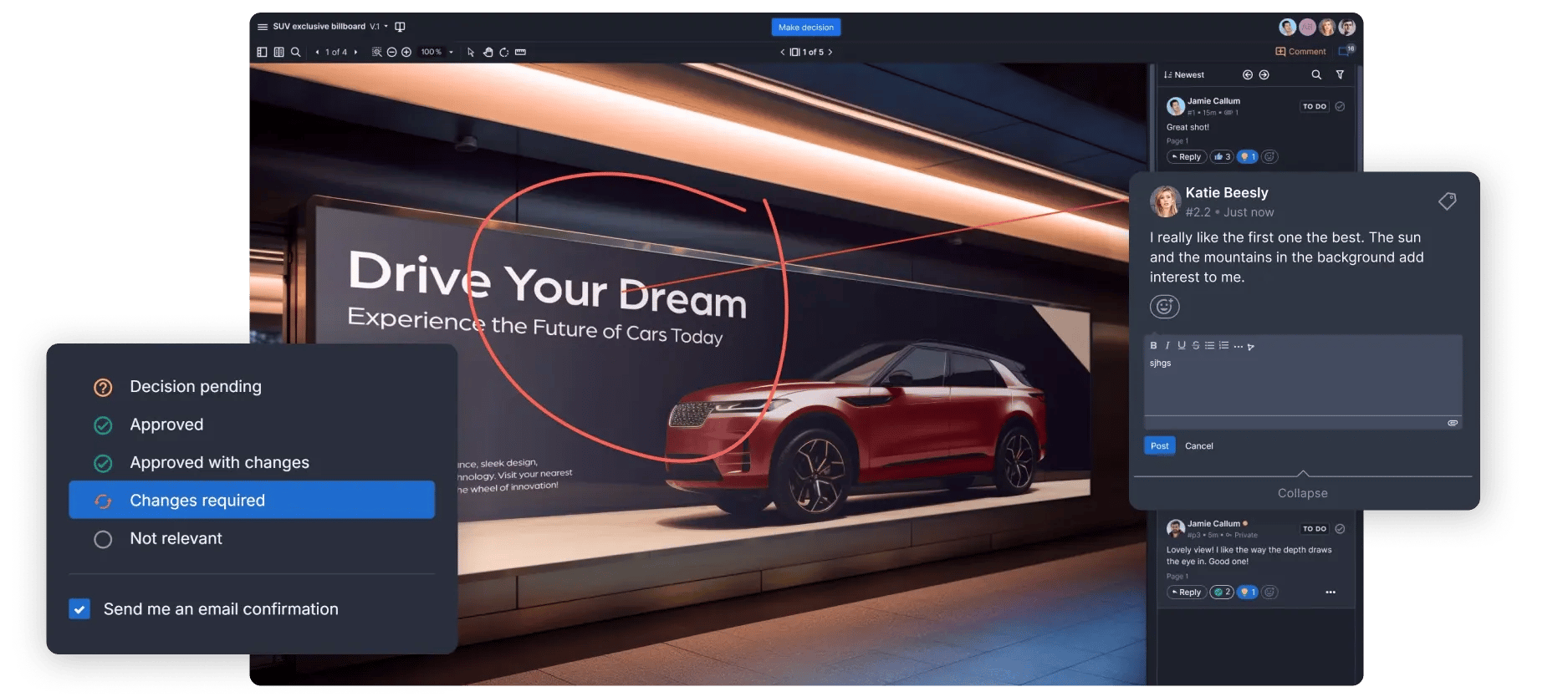 Ziflows online proofing application user interface of a proof viewer with commenting section-1