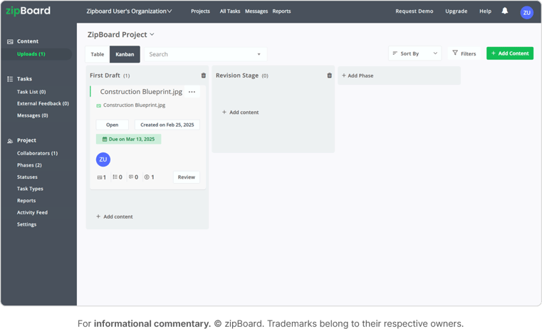 Zipboard app for web content review and bug tracking