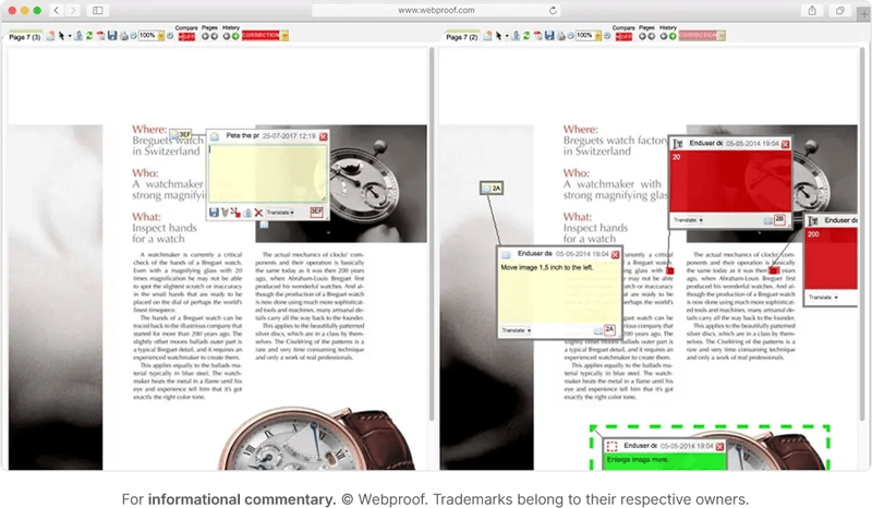 webproof content reviewing tool with annotations feature dashboard