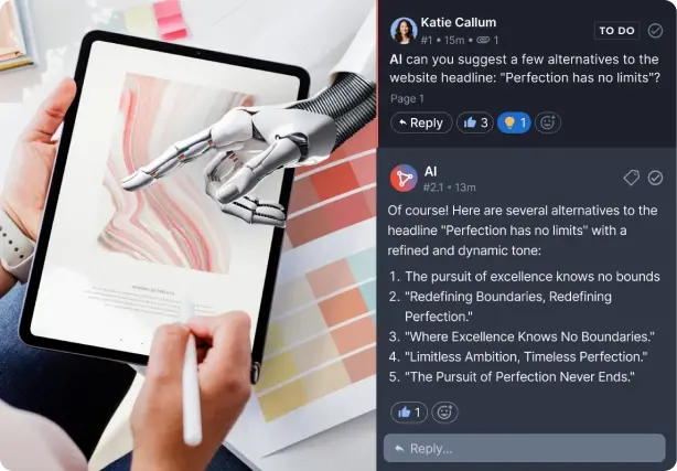 Ziflow AI feature in proof viewer comments section